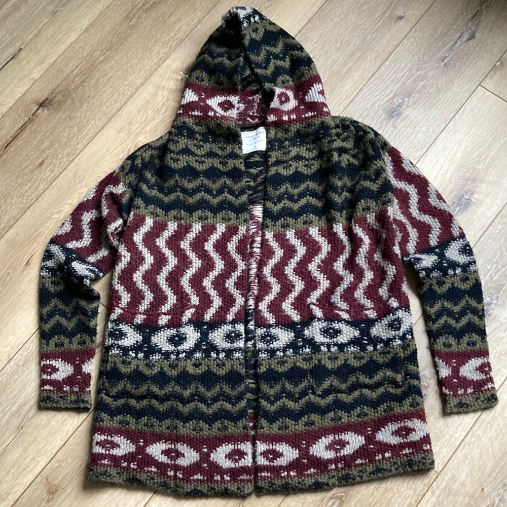 Abercrombie & Fitch Hooded Long Sleeve Knit Sweater Size XS Wool Alpaca